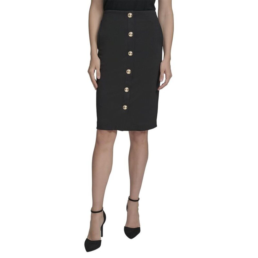 Halston Womens  Button Front Pencil Skirt